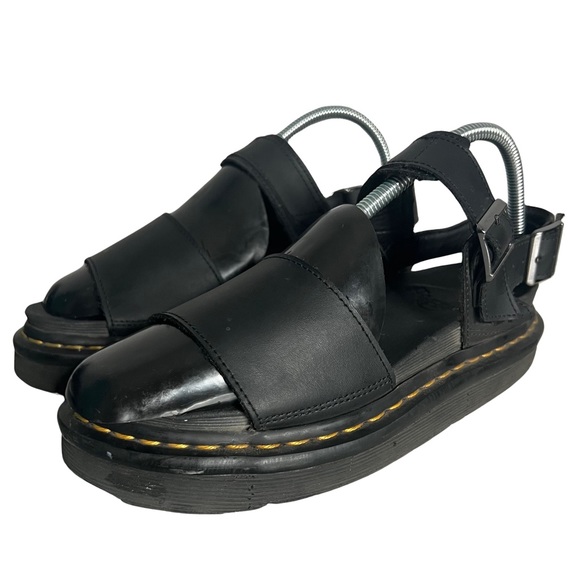 Dr. Martens Voss Black Hydro Leather Platform Sandals Shoes Open Toe Size 7 - Picture 12 of 12